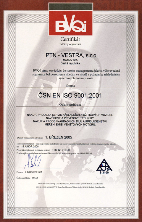 PTN Vestra ISO 9001:2001